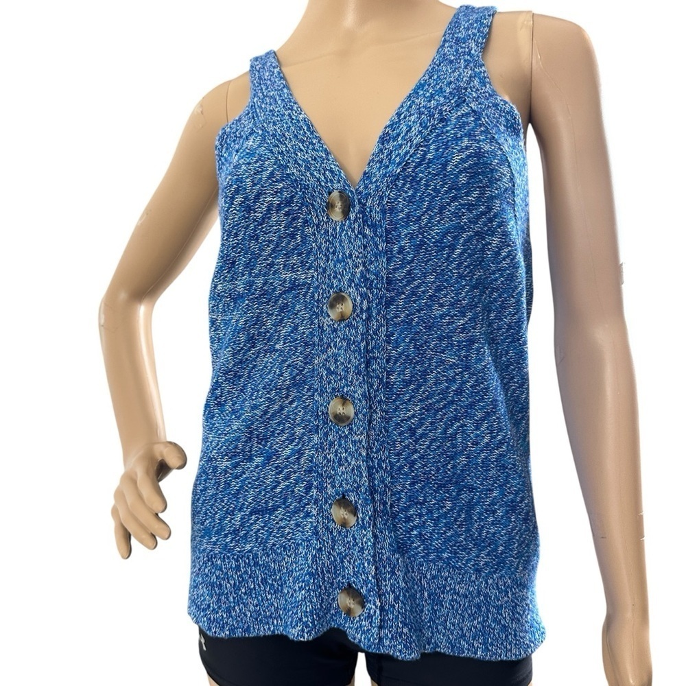 LOFT blue button down sweater vest small